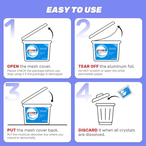 Disposable Dehumidifier Box 600ML – Moisture Absorber & Humidity Trap, Odor & Mold Remover, Fragrance-Free Calcium Chloride Desiccant for Bathroom, Kitchen, Closet & Wardrobe (Pack of 4)