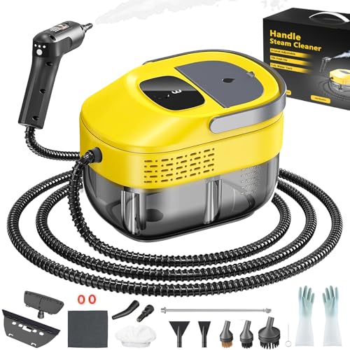 2026 New 3 Level Adjustable Pressurized Handheld Steam Cleaner for Home, 10s Heat-Up Handheld Steamer for Cleaning, 1.6 Qt Tank Portable Steam Cleaner Handheld for Car (Yellow, 1 Set) by Slpgarimahqe - Used condition - US$21.61