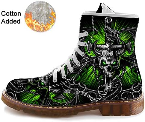 FIRST DANCE Fashion Skull Print Boots for Men Casual High Top Combat Motorcycle Boots for Man Plus Size Shoes Black Outdoor Sneakers