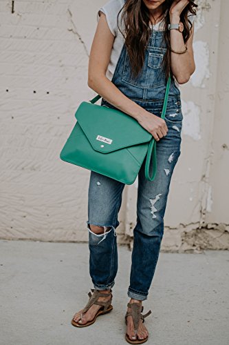 Diaper Changing Clutch - Cushioned Pad + Wipes Case + Drawstring bag in Emerald