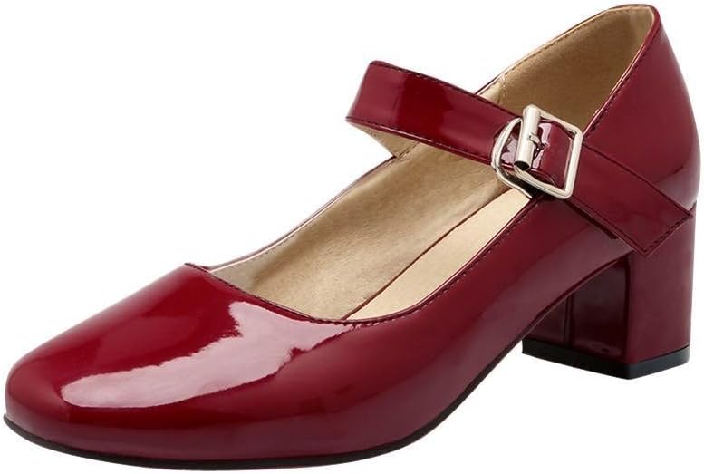 latasa hebilla de la moda de la mujer Mid Tacón Chunky Mary Jane