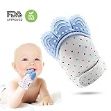 Soothing Teething Mitten-Safe Food Grade Teething Mitt BPA Free,Prevent Scratches Glove Stay on Babys Hand,teething Toys(Blue Color)