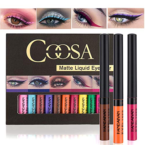 Coosa Matte Colorful Liquid Eyeliner 12Colors Long Lasting Waterproof Eyeliner Professional Bright-c - //coolthings.us