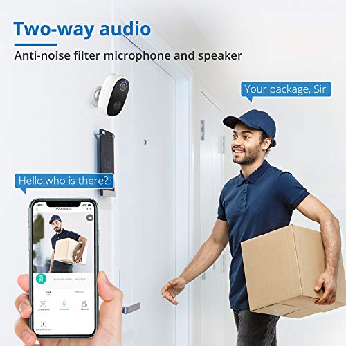 Wireless Rechargeable Battery Powered WiFi Camera, Home Security Camera, Night Vision, Indoor/Outdoor, 1080P Video with Motion Detection, 2-Way Audio, Waterproof, compatible with Cloud Storage/SD Slot - Thumbnail 4