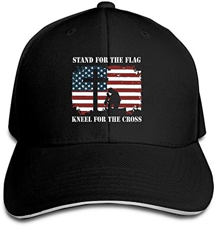 Unisex Adjustable Sandwich Bill Cap Solid Colors Sports Caps For Stand For The Flag, Kneel For The Cross