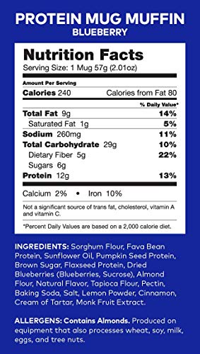 HEALTH WARRIOR Protein Mug Muffins, Variety Pack, 12g Plant-Based Protein, Gluten Free, Vegan, Low Sugar, Non-GMO, 2.01oz cups (Pack of 6) - Thumbnail 5