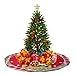 D-FantiX Christmas Decorations, 48-Inch Large Santa Christmas Tree Skirt Red with Plaid Trim