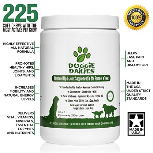Doggie Dailies Glucosamine Dogs 225 Soft Chews, Advanced Hip Joint