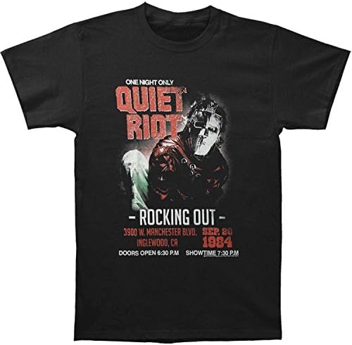 Quiet Riot Men's Rocking Out Slim Fit T-shirt Small Black