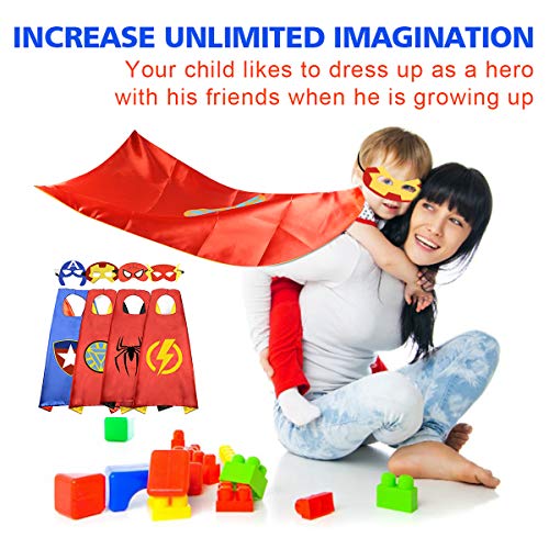 Fun Cartoon Capes Superheros Capes and Mask Dress Up Costume for Girls Boys - Thumbnail 5
