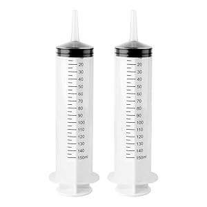 2PCS 150ML/CC Large Plastic Syringe for Scientific Labs, Measuring, Watering, Refilling, Filtration, Feeding（Independent Pack）