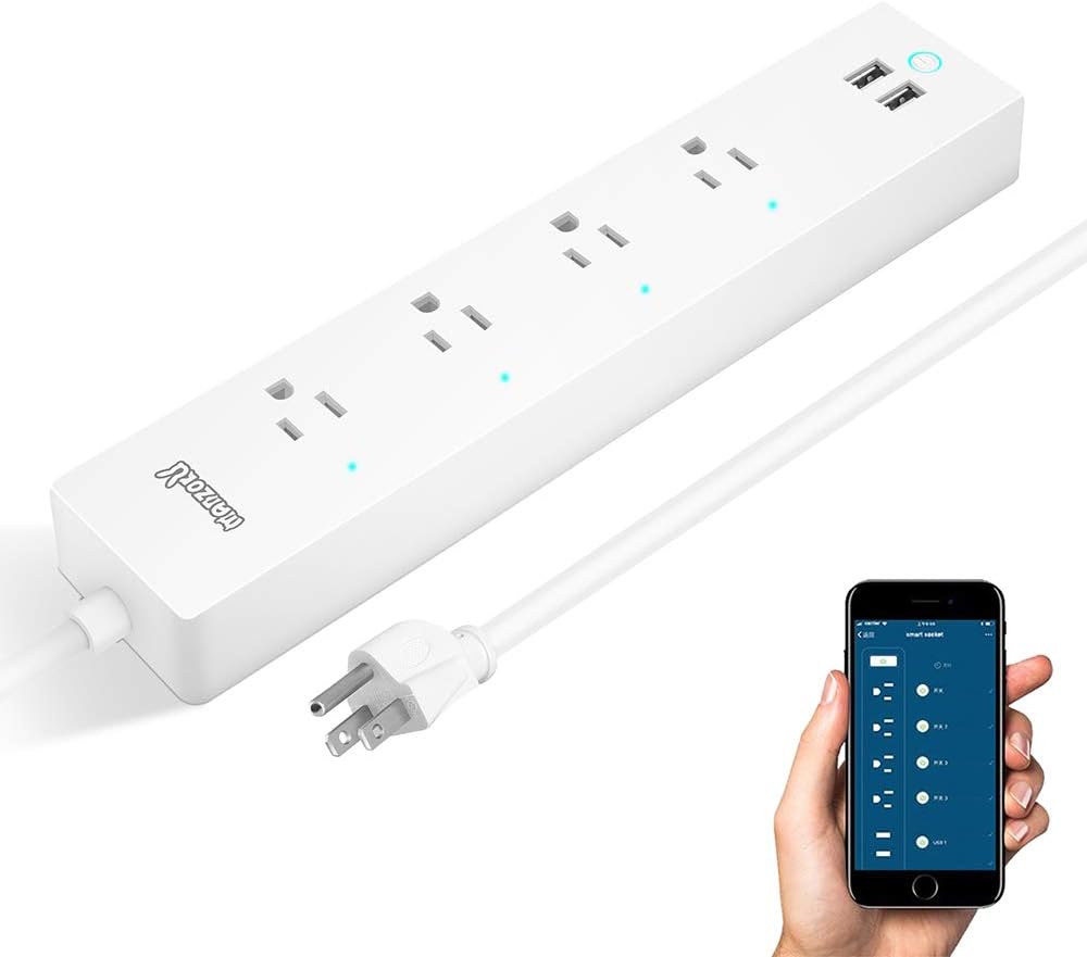 Smart Power Strip Wifi Surge Protector Alexa Google Home IFTTT Compatible Outlet Voice Control Electronic Wireless Plugs with 4 AC Outlets(16A/125V/1875W) App Remote Control No Hub Required Timer