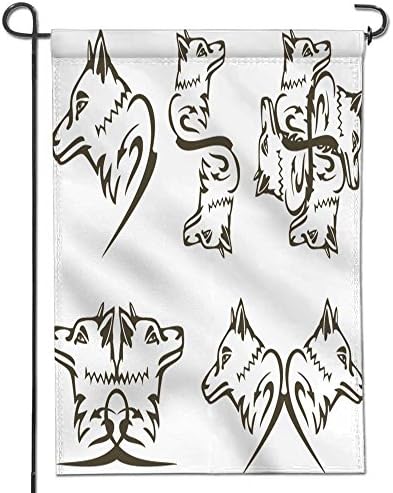 AmaPark Classic Flag,tribal wolf symbols predator wolf head tattoos Garden Flag | Double-sided 12" x 18"