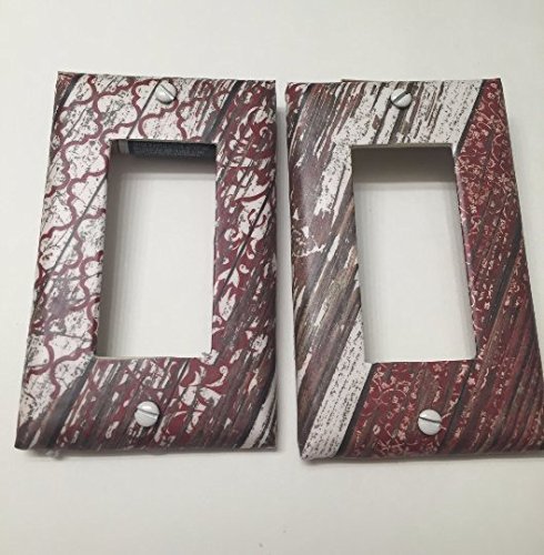 Red Wood Fence, Whimsical, Shabby Chic, Light plate cover,light switch plate, outlet cover, outlet plate, home decor, wall art