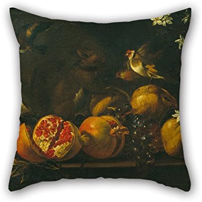 20 X 20 Inches / 50 By 50 Cm Oil Painting Tommaso Realfonso, 'Masillo' - Still Life With Pomegranates, Grapes, Birds And A Squirrel Pillowcover 2 Sides Ornament And Gift To Floor Play Room Valenti