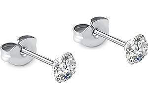BELEZADOSAS 1 Pair Implant Grade Titanium Stud Earrings Set Hypoallergenic 3mm 4mm 5mm 6mm Cubic Zirconia G23 Titanium Earring Studs for Women Men for Sensitive Ear