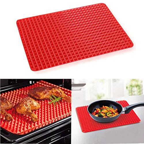 Click Here to See More Images LIPOVOLT Barbecue Pan Non Stick Fat Reducing Silicone Cooking Mat Oven Baking Tray Sheets