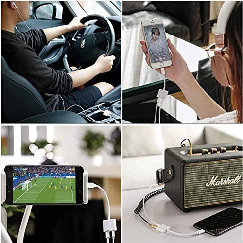 Headphone Jack Adapter for iPhone 11 3.5 mm Car Charger AUX 2 in 1 Earphone Audio Adapter Compatible with iPhone 7/7Plus/8/8Plus/X/XS/XR/10/XS MAX Dongle Accessory Connector Compatible All iOS Systems