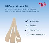 Tala Beechwood 3 Piece Spatula Set Rounded Flat Slotted Non-Stick Safe view 3
