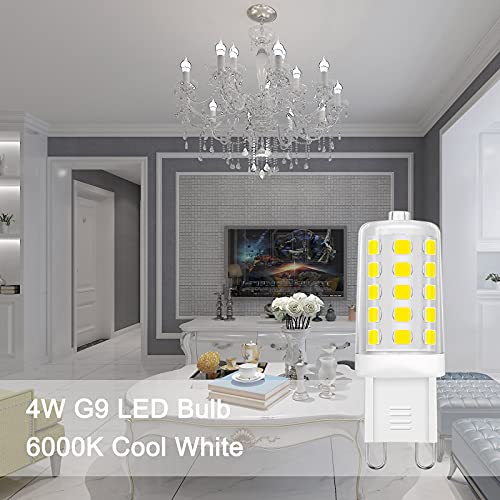 Anmossi Lampadine LED G9,Bianco Fredda 6000K,400 Lumen,Lampadina LED 4W,Equivalente Lampada Alogena 40W,AC 220-240V,Angolo a Fascio 360 °,Non Dimmerabile,5 Pezzi