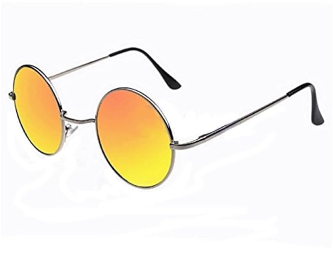 Inception Pro Infinite (Silberrahmen - Rote Gläser) Sonnenbrille - Hippie Round - Jhon Lennon - Herren - Unisex - Polarizzati Uv400 -