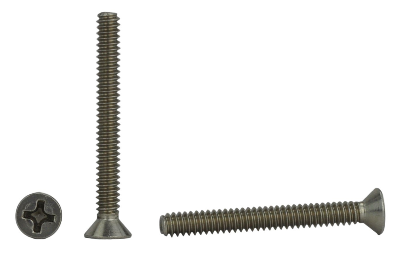 Stainless 6-32 x 1-1/4" (3/8" to 2" Available) Flat Head Machine Screws, Full Thread, Phillips Drive, Stainless Steel 18-8, Machine Thread (6-32 x 1-1/4") — image 1