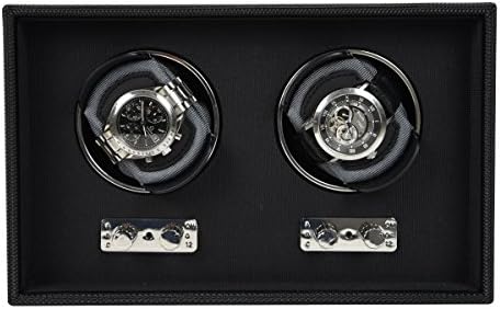 DULWICH DESIGNS mens accessories – Textured Black Double Watch Rotator with Grey Pads