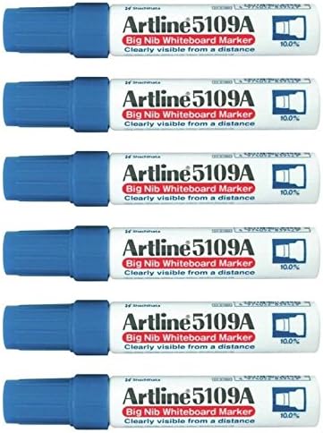 Artline 5109A Big Nib Extra Thick Large Jumbo Dry Erase Whiteboard Markers (BLUE, Pack of 6)