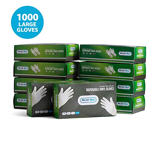 1000 Large Size Disposable Vinyl Gloves Powder Free Latex Free Allergy Free Multi-Purpose Heavy Duty Super Strength Cleaning Gloves Food Grade (10 Pack) - Thumbnail 7