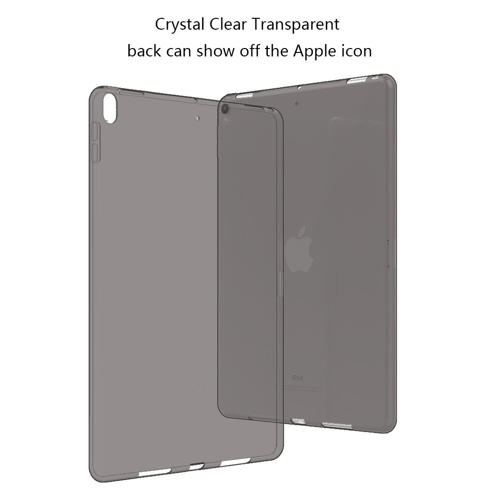 HBorna Cover per iPad Pro 10.5 2017 Custodia, Custodia [Crystal Clear] Case Flessibile Silicone TPU Trasparente [Ultra sottile] [Leggera] Cover per Apple iPad Pro 10,5 Pollice - Grigio