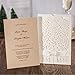 WISHMADE Rustic Laser Cut Wedding Invitations Ivory Invitation Cards with Kraft Insert for Engagement Baby Shower Birthday Quinceanera (50 Pieces)