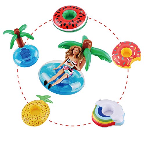 E-TING Swim Ring Summer Fun Swimming Pool Float Raft Lilo Lifebuoy for Girl Dolls Pool Party and Kids Bath Toys Inflatable Drink Holders