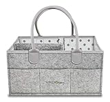 Upsy Diaper Storage Caddy Organizer - Large Baby Shower Basket - Nursery Storage Bin and Portable Car Organizer for Cloth, Wipes and Toys - Newborn Diaper Tote Bag