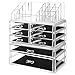 SONGMICS Makeup Organizer 3 Pieces Set Cosmetic Storage Jewelry Display Case 8 Drawers Clear UJMU08T