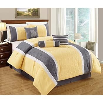 Amazon.com: Leaf Applique Quilted Comforter Set Stripe Bed