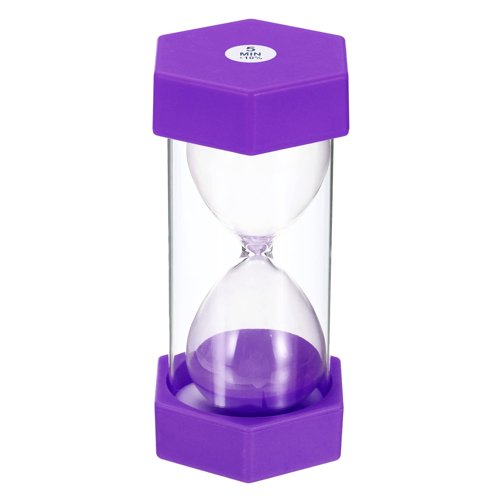 PATIKIL 5 Minute Sand Timer, Hexagon Small Sandy Clock with Plastic Cover, Count Down Sand Glass for Games, Kitchen, Party Favors DIY Decoration, Purple