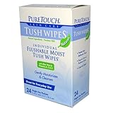 Puretouch Tush Flushable Wipes, 24 Count