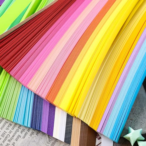 Koogel 1030 Sheets Origami Star Strips, 27 Colors Lucky Star Paper Double Sided Origami Paper Star Paper Strip for DIY Crafts Art School Supply