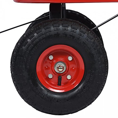 All Purpose Beach Wagon 330lb Capacity Moving Wagon Red And Light Wood