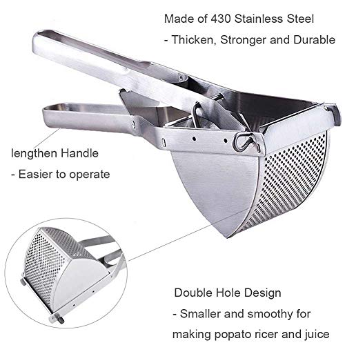 YOSTAR Potato Ricers, Stainless Steel Potato Ricer, Commercial Potato Masher Heavy Duty Large, Detachable and Dishwasher Safe, Good for Potato, Tomato and more