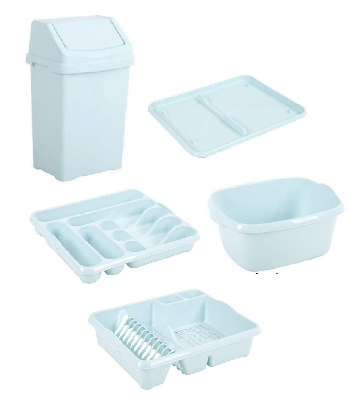Buy 50L Liter Swing Waste BIN 5PC PCS Set Dish Drainer Cutlery Tray