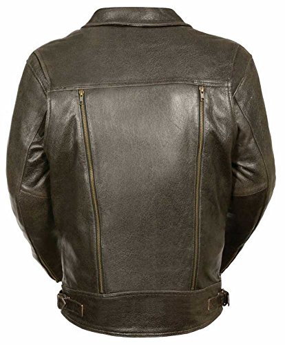 Milwaukee Men's Utility Pocket Motorcycle Leather Jacket (Retro Brown, 4X-Large)