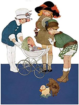 Laughing Elephant - Little Girls With Doll in Carriage