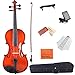 ADM Acoustic Violin 3/4 Size Handcrafted Solid Wood Student Starter Kit, Red Brown