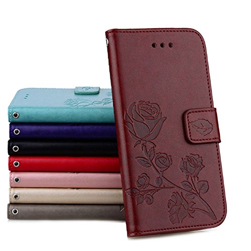 Scheam iPhone 7 Plus iPhone 8 Plus Wallet Leather Case Protective Durable Phone case Shell Folio flip Cell Phone Cover Bag Card Slots,Cash Pocket,Brown