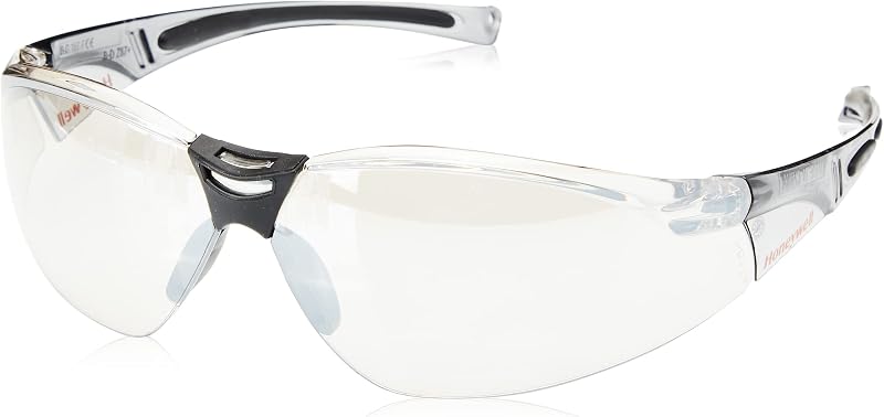 1015350 A800 Gafas de seguridad deportivas, lentes plateadas con capa dura plateada/I/O, revestimiento antiarañazos, material de patilla OnePolycarbonato, tamaño (1 pieza)