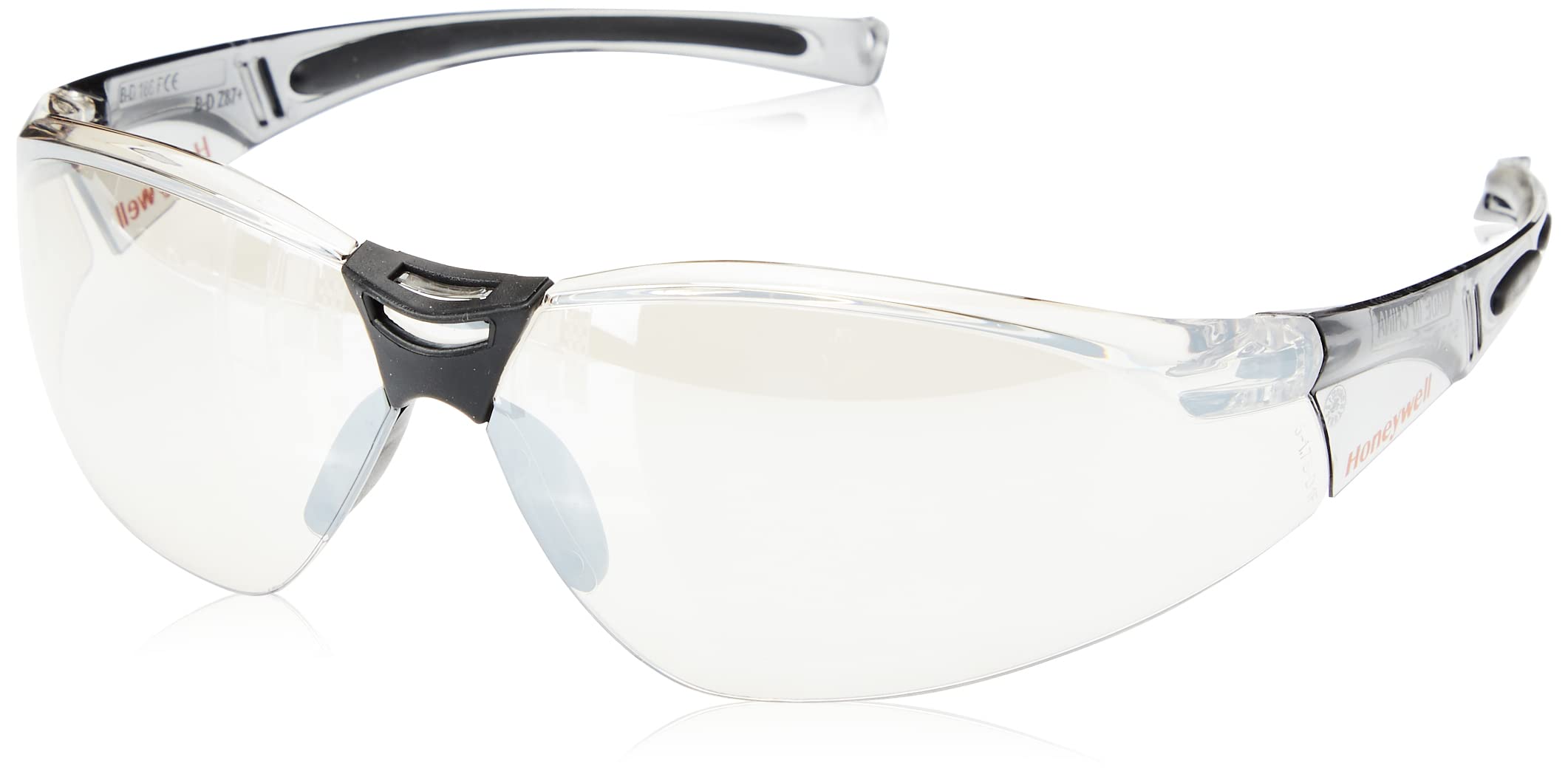 Honeywell A800 Sporty Safety Glasses, Grey Temples/I/O Silver Hard-Coat Lens, Anti-Scratch Coating, Polycarbonate Temple Material, 1015350 (1 Piece)