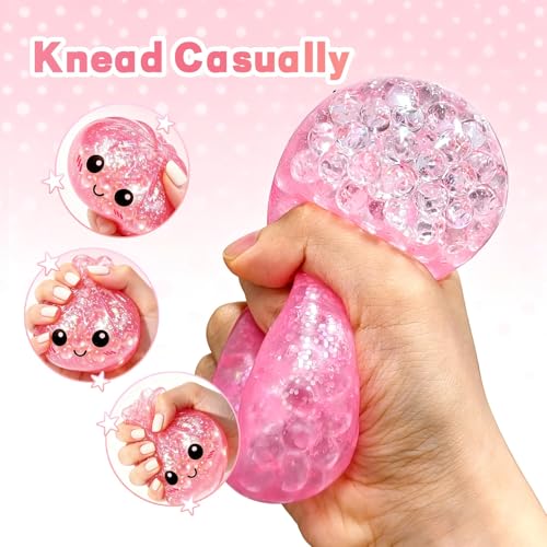 Last Page® Glitter Dumpling Squishy Box Real Squishy Dumplings Squishies Fidget Toys Adults & Teens Large Adults Anxiety Relief Squeeze Toy (Pink)