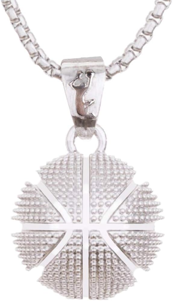 Fashion Boys Basketball Pendant Necklace Stainless Steel Necklace Chain Sports Necklace 23 Inches: Clothing