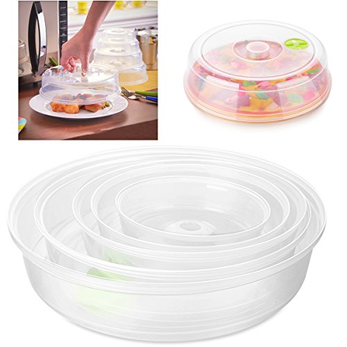 OBVIS Micro Wave Plate Cover Splatter Guard Lid Steam Vent Ventilation Window Cover 5 Different Sizes for Large & Small Food Plates Bowls - Thumbnail 6